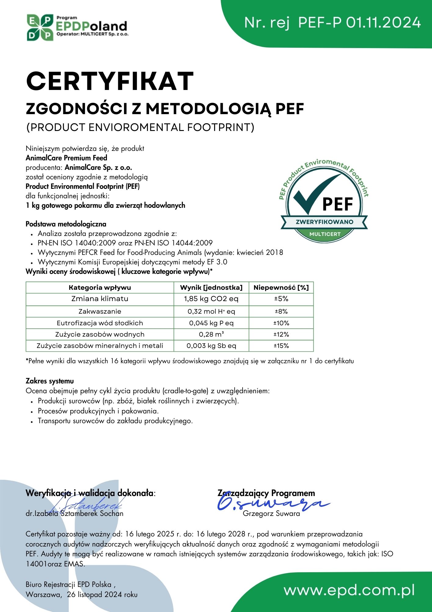 Grafika Certyfikacja PEF