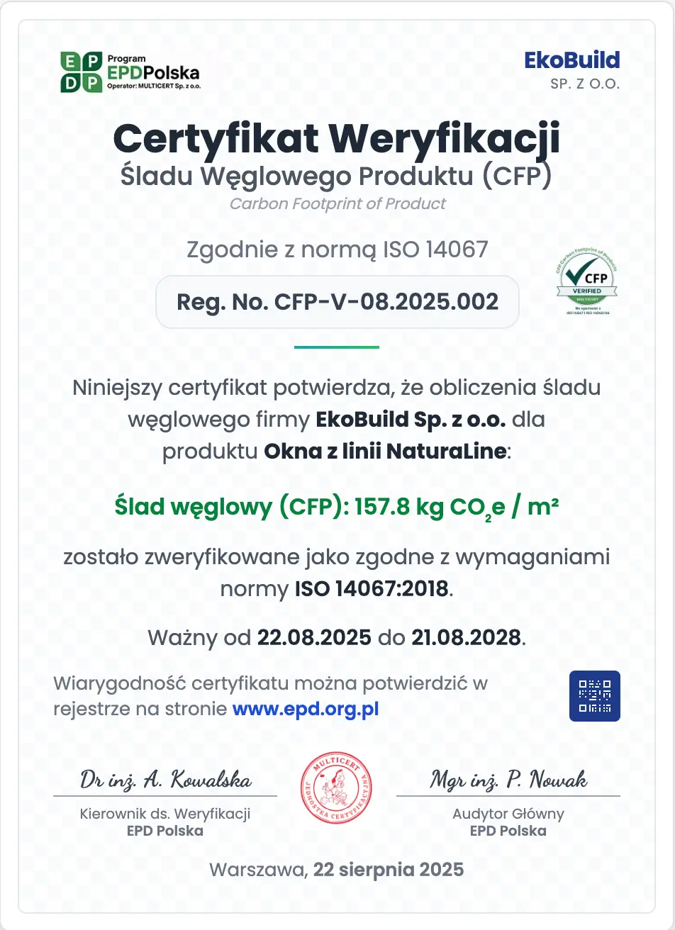 Przykładowy Certyfikat Śladu Węglowego Produktu (CFP)