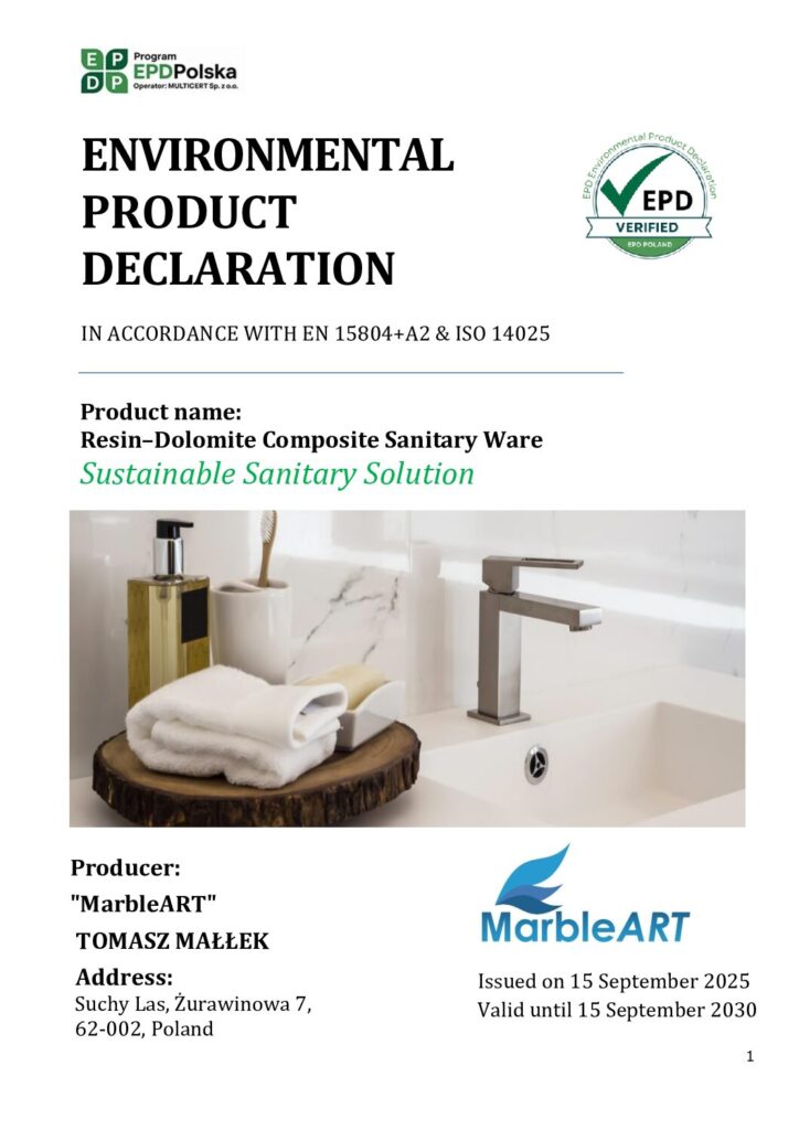 thumbnail of EPD-P 02.09.2025 MarbleART Tomasz Małłek Resin-Dolomite Composite Sanitary Ware