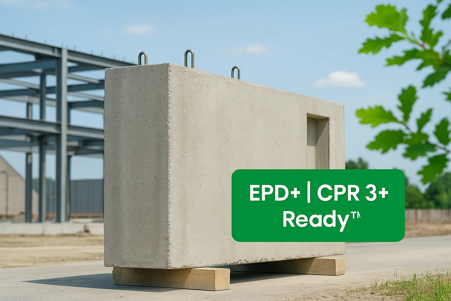 Grafika przedstawiająca EPD CPR-Ready, symbolizująca gotowość na nowe regulacje budowlane.