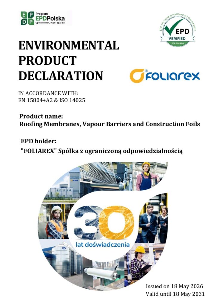 EPD-P-01.05.2026_Foliarex_Roofing Membranes Vapour Barriers and Construction Foils cover