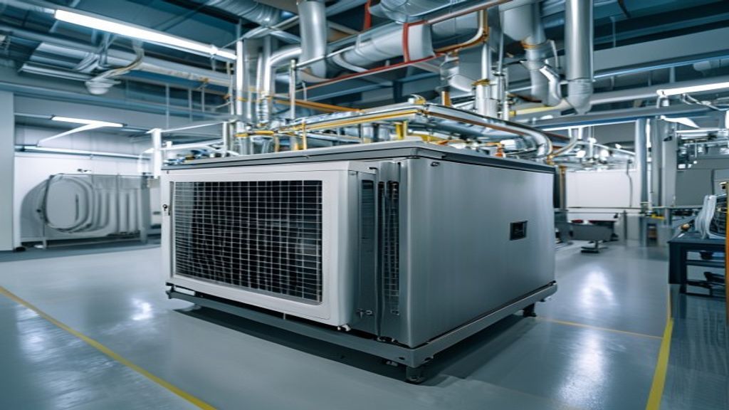 Centrala wentylacyjno-grzewcza HVAC w hali technicznej